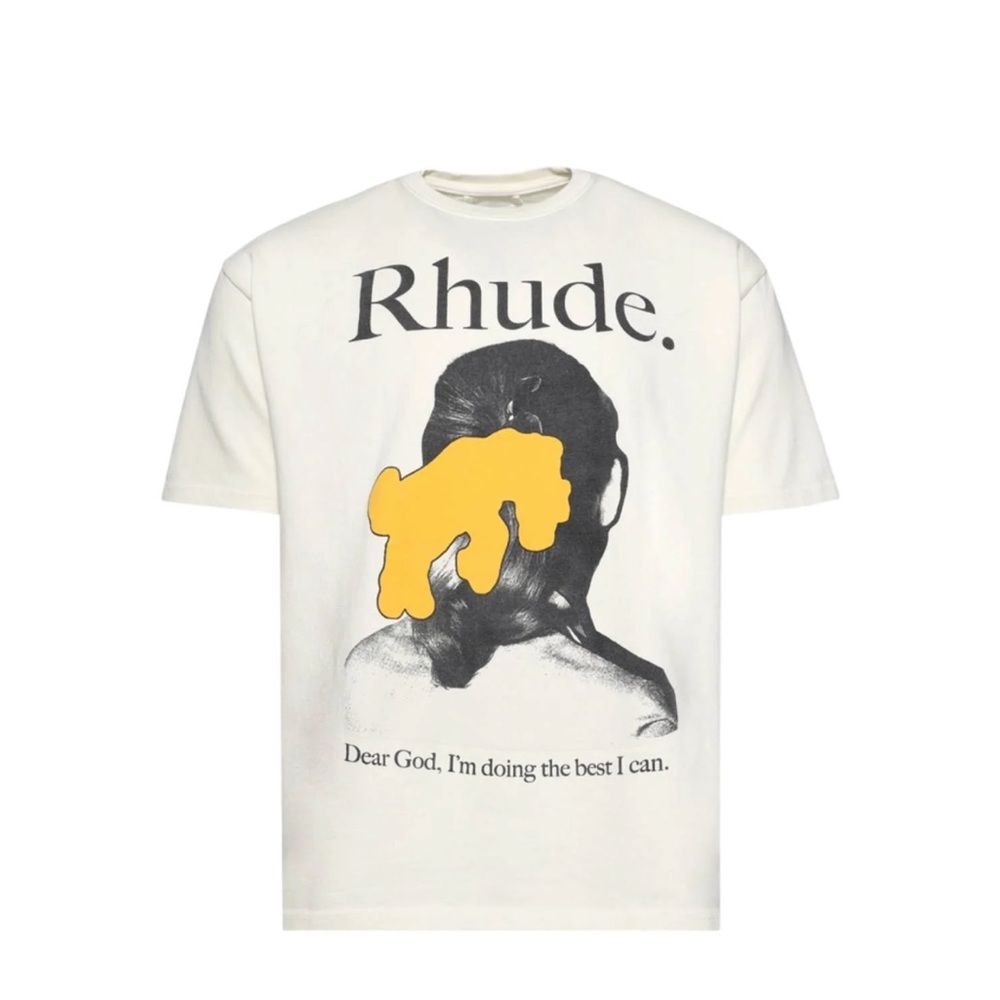 Rhude White Tee with Yellow Graphic